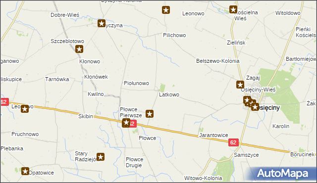 mapa Latkowo gmina Osięciny, Latkowo gmina Osięciny na mapie Targeo