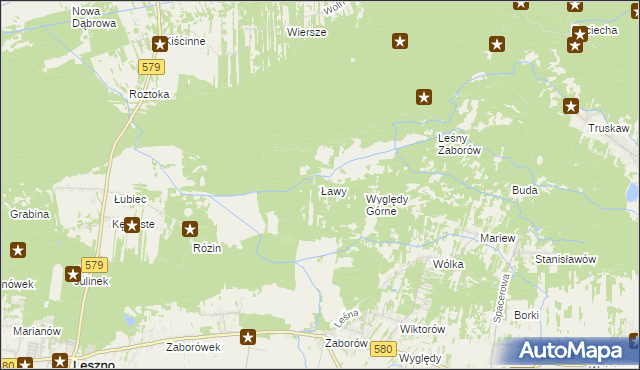 mapa Ławy gmina Leszno, Ławy gmina Leszno na mapie Targeo