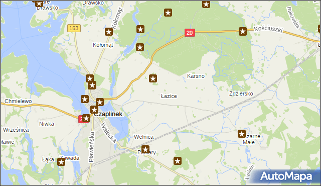 mapa Łazice, Łazice na mapie Targeo