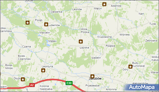 mapa Łaziska gmina Jakubów, Łaziska gmina Jakubów na mapie Targeo