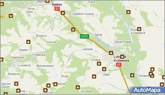 mapa Łazowa, Łazowa na mapie Targeo