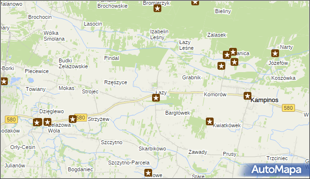 mapa Łazy gmina Kampinos, Łazy gmina Kampinos na mapie Targeo