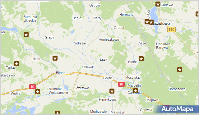 mapa Łazy gmina Szczutowo, Łazy gmina Szczutowo na mapie Targeo
