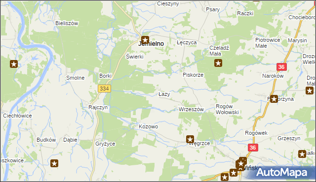 mapa Łazy gmina Wińsko, Łazy gmina Wińsko na mapie Targeo