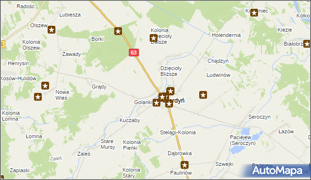 mapa Lebiedzie gmina Sterdyń, Lebiedzie gmina Sterdyń na mapie Targeo