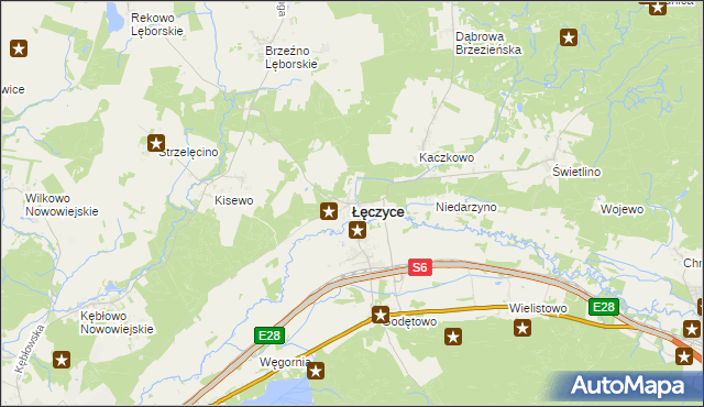 mapa Łęczyce powiat wejherowski, Łęczyce powiat wejherowski na mapie Targeo