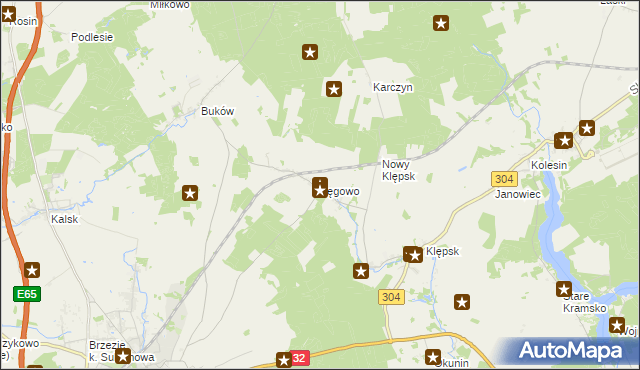 mapa Łęgowo gmina Sulechów, Łęgowo gmina Sulechów na mapie Targeo