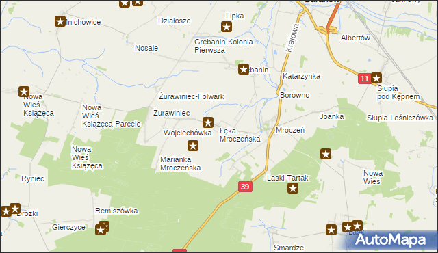 mapa Łęka Mroczeńska, Łęka Mroczeńska na mapie Targeo