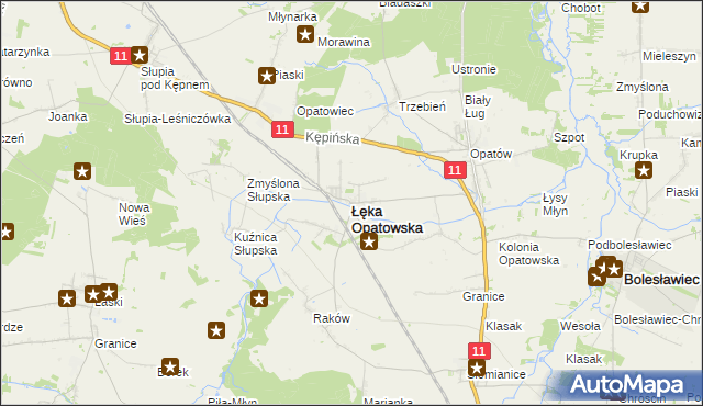mapa Łęka Opatowska, Łęka Opatowska na mapie Targeo