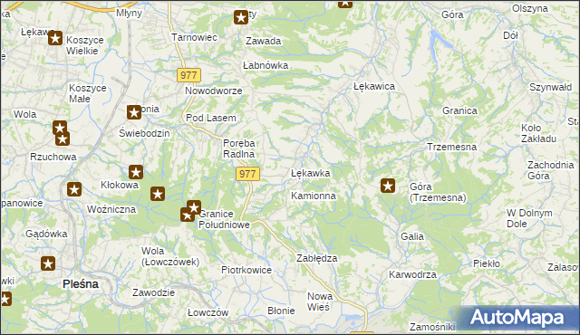 mapa Łękawka, Łękawka na mapie Targeo