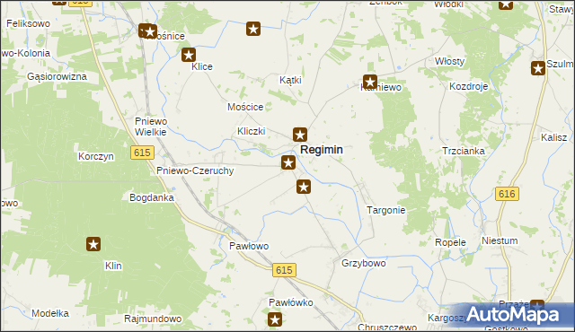 mapa Lekowo gmina Regimin, Lekowo gmina Regimin na mapie Targeo