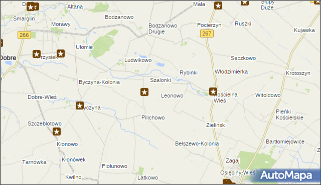 mapa Leonowo gmina Osięciny, Leonowo gmina Osięciny na mapie Targeo