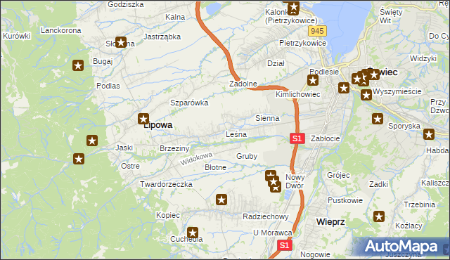 mapa Leśna gmina Lipowa, Leśna gmina Lipowa na mapie Targeo