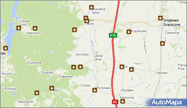 mapa Leśna Jania, Leśna Jania na mapie Targeo