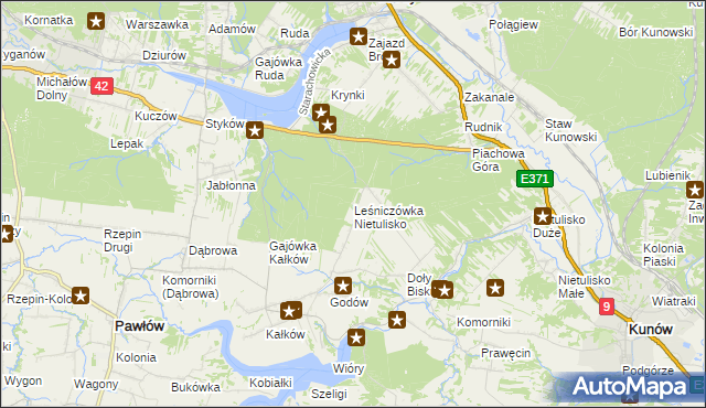 mapa Leśniczówka Nietulisko, Leśniczówka Nietulisko na mapie Targeo