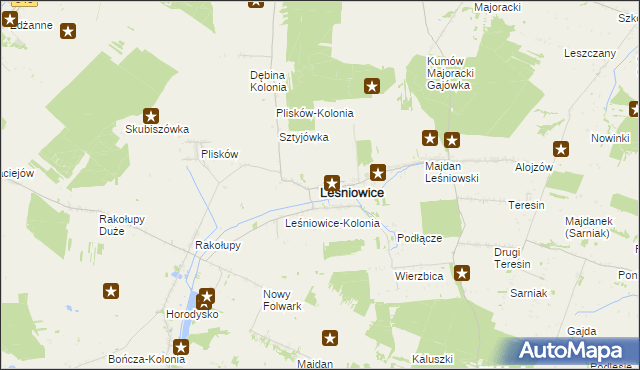 mapa Leśniowice, Leśniowice na mapie Targeo