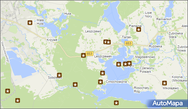 mapa Leszczewek, Leszczewek na mapie Targeo