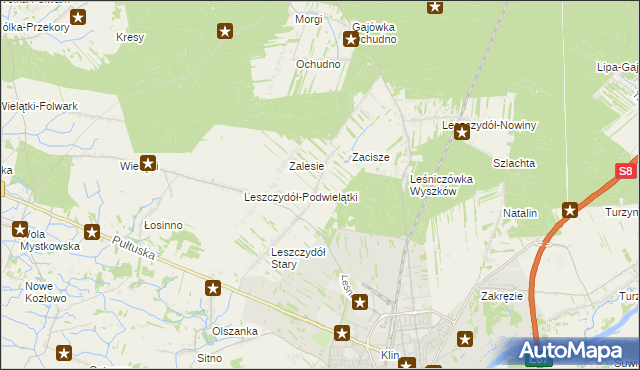 mapa Leszczydół-Pustki, Leszczydół-Pustki na mapie Targeo