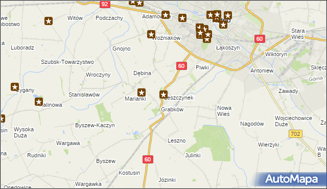 mapa Leszczynek, Leszczynek na mapie Targeo