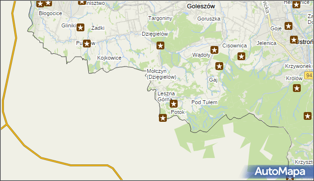 mapa Leszna Górna, Leszna Górna na mapie Targeo