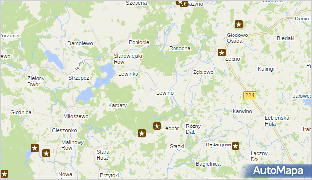 mapa Lewino, Lewino na mapie Targeo