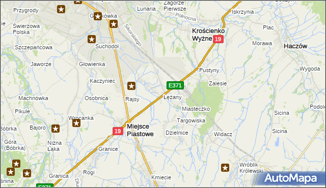 mapa Łężany gmina Miejsce Piastowe, Łężany gmina Miejsce Piastowe na mapie Targeo