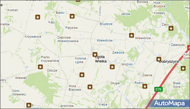 mapa Lgota Wielka powiat radomszczański, Lgota Wielka powiat radomszczański na mapie Targeo