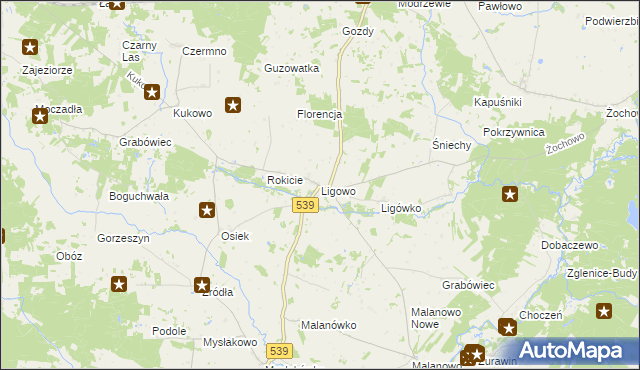 mapa Ligowo, Ligowo na mapie Targeo