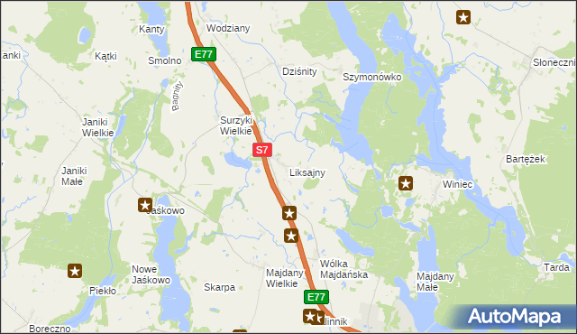 mapa Liksajny, Liksajny na mapie Targeo