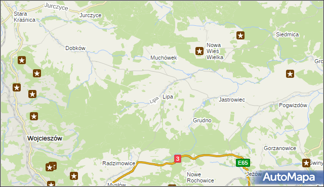 mapa Lipa gmina Bolków, Lipa gmina Bolków na mapie Targeo