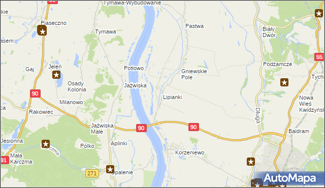 mapa Lipianki gmina Kwidzyn, Lipianki gmina Kwidzyn na mapie Targeo
