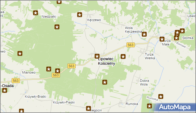 mapa Lipowiec Kościelny, Lipowiec Kościelny na mapie Targeo