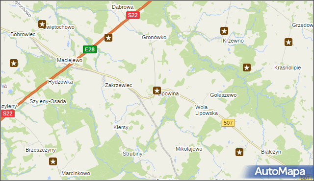 mapa Lipowina, Lipowina na mapie Targeo