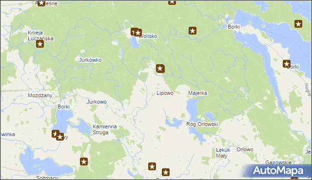 mapa Lipowo gmina Kruklanki, Lipowo gmina Kruklanki na mapie Targeo