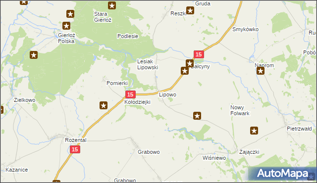 mapa Lipowo gmina Ostróda, Lipowo gmina Ostróda na mapie Targeo