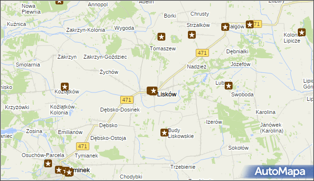 mapa Lisków, Lisków na mapie Targeo