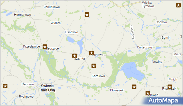 mapa Lisnowo, Lisnowo na mapie Targeo