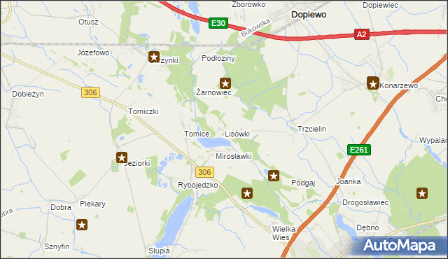 mapa Lisówki, Lisówki na mapie Targeo