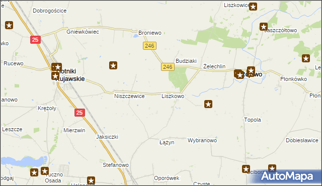 mapa Liszkowo gmina Rojewo, Liszkowo gmina Rojewo na mapie Targeo