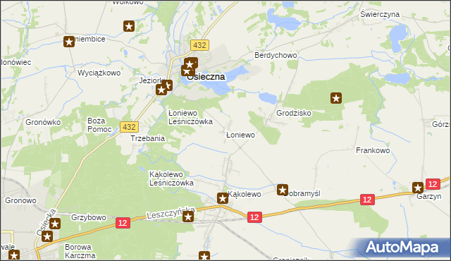 mapa Łoniewo gmina Osieczna, Łoniewo gmina Osieczna na mapie Targeo