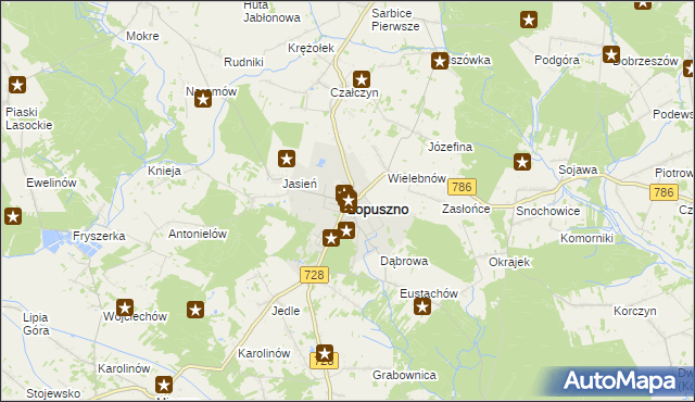 mapa Łopuszno, Łopuszno na mapie Targeo