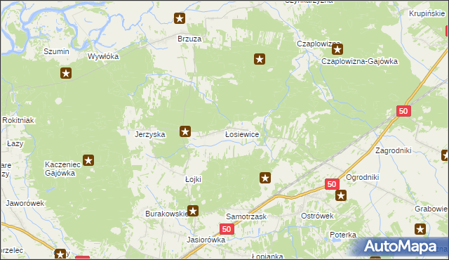 mapa Łosiewice, Łosiewice na mapie Targeo