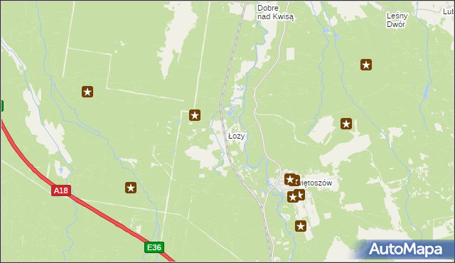 mapa Łozy gmina Żagań, Łozy gmina Żagań na mapie Targeo