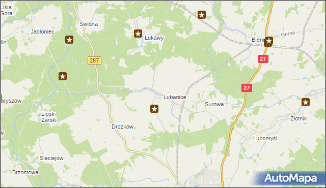 mapa Lubanice, Lubanice na mapie Targeo