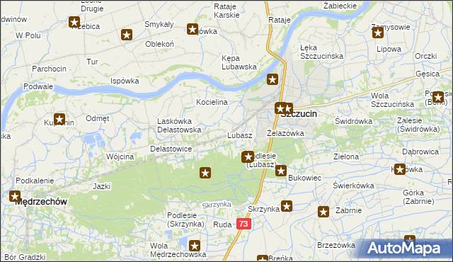 mapa Lubasz gmina Szczucin, Lubasz gmina Szczucin na mapie Targeo