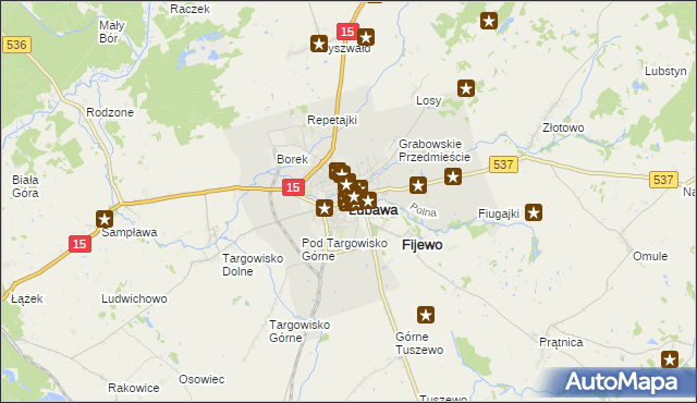 mapa Lubawa, Lubawa na mapie Targeo
