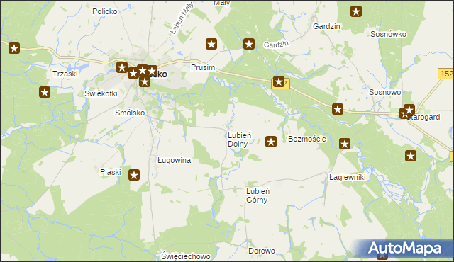 mapa Lubień Dolny, Lubień Dolny na mapie Targeo