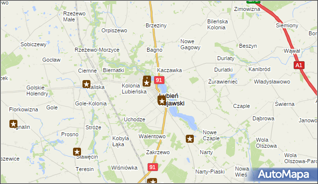mapa Lubień Kujawski, Lubień Kujawski na mapie Targeo