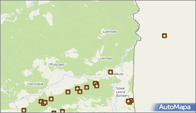 mapa Lubinowo gmina Lipsk, Lubinowo gmina Lipsk na mapie Targeo