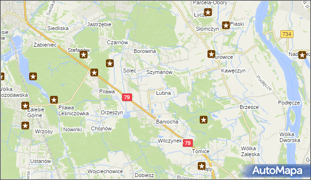 mapa Łubna gmina Góra Kalwaria, Łubna gmina Góra Kalwaria na mapie Targeo